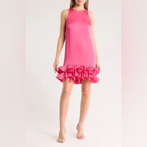 Trina Turk pink sleeveless ruffle sheath. Size medium